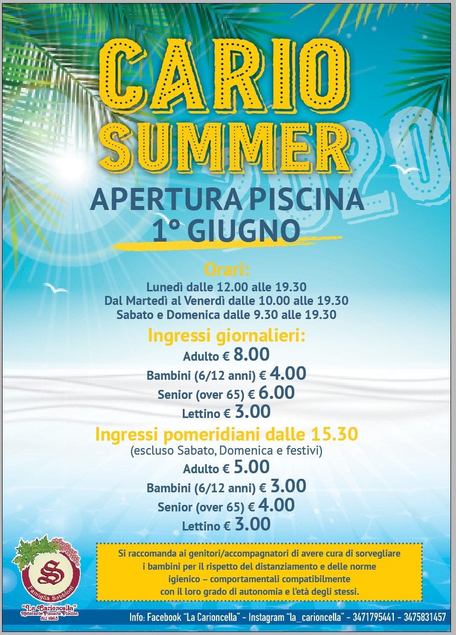 APERTURA 2021 PISCINA ORARI PREZZI E ….