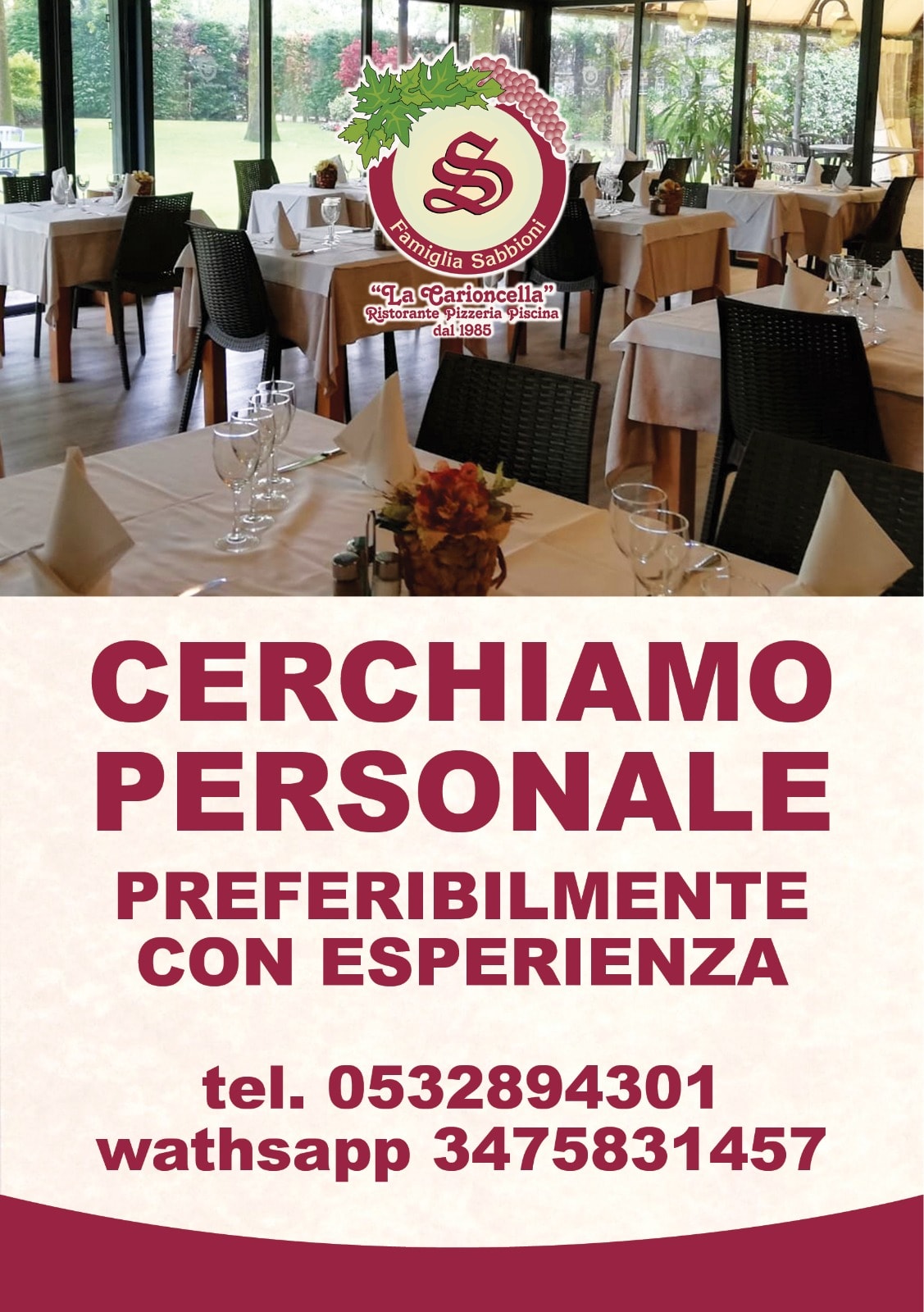 Cerchiamo personale