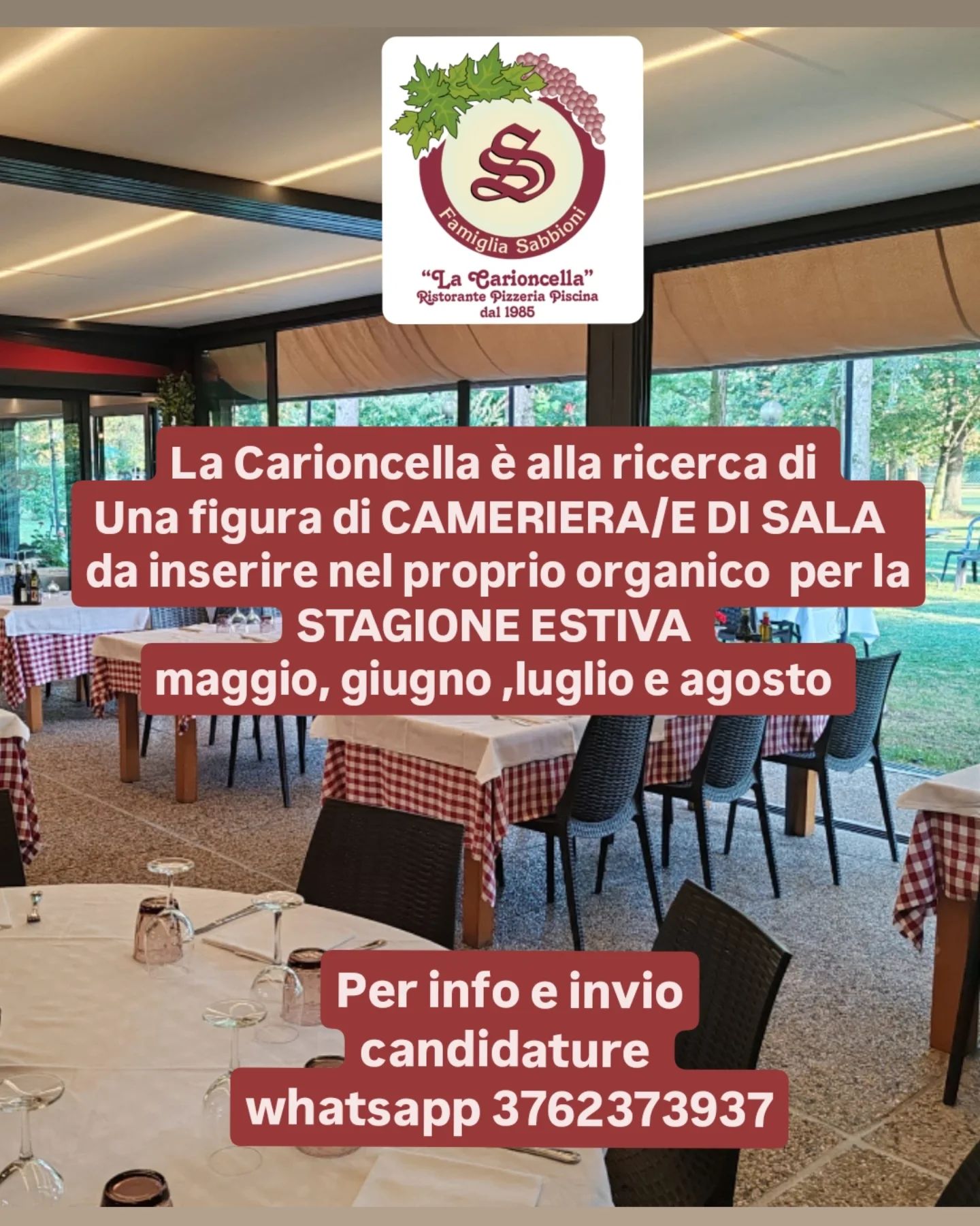 Ricerca personale periodo estivo